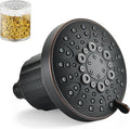 BRIGHT SHOWERS Filtered Shower Head, High Pressure Fixed Showerhead for Hard Water, Dual-Media Filter Removes Chlorine & Impurities, 8 Spray Modes, Oil Rubbed Bronze