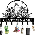 Personalized Custom Name Cactus Wall Keys Hooks,Metal Cactus Art Clothes Hooks,Metal Cactus Lover Wall Home Storage Decorative,For Front Door, Hallway, Kitchen, Bedroom,Keys,Hats (Style A)