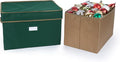 Covermates Keepsakes Adjustable Ornament Storage Box – Heavy-Duty Polyester, Padded Dividers & FlexGrid Trays – Protective Holiday Organizer with Stackable Walls & Label Window, Green