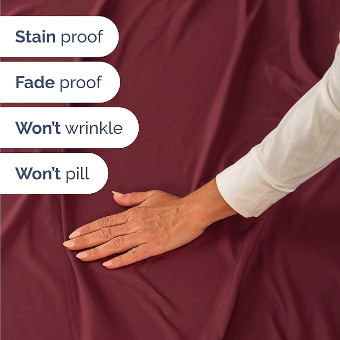 Twin 4 Piece Sheet Set - Comfy Breathable & Cooling - Ultra Soft Hotel Luxury Bedding Set w/ 8-16 Inch Deep Pockets - 1 Flat & 1 Fitted Sheet & 2 Pillowcases - Wrinkle Free and Easy Care - Burgundy