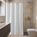 Amazer Small Stall Shower Curtain Liner Washable, 48x72 Inches, Fabric Shower Liner with 2 Bottom Stones, Narrow Waterproof RV Shower Curtain Liner, 8 Grommet Holes, Hotel Quality, White