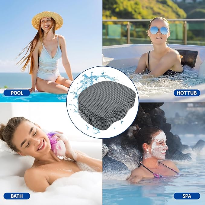 Hot Tub Booster Seat, Weighted SPA Hot Tub Booster Seat for Adults, 3D Air Mesh Hot Tub Seat Accessory, Non-Slip Micro Dot Bottom, Indoor or Outdoor Quick Dry Hot Tub Cushion (Grey)