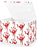 Bolaz Storage Bins with Lids and Handles, Bloody Scary Hands Storage Box Storage Basket with Cover Collapsible Organizer Containers for Home Closet, Shelves