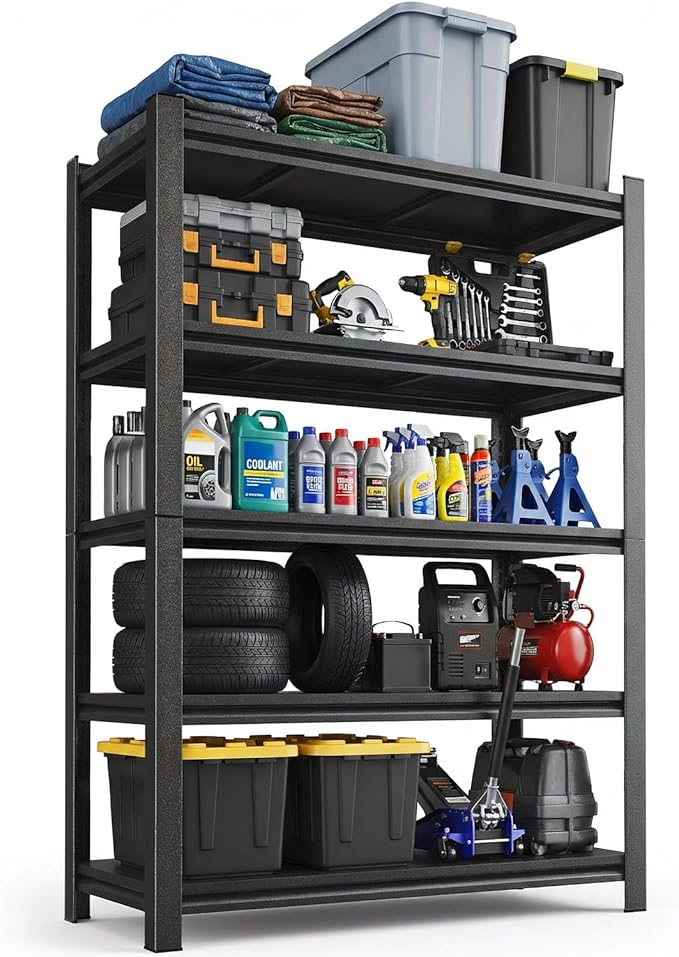 Notmise Garage Shelving Easy Assemble Heavy Duty 5-Tier, 2200Lbs Metal Storage Adjustable for Pantry Basement(59" H x 28" W x 14" D)