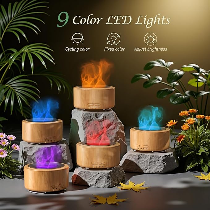 Essential Oil Diffuser for Home: 500ML Aroma Diffuser for Hotel Office Yoga Room - Humidifier with 9 Colors LED Night Light for Kids/Women Home Relaxation,Orange Yellow