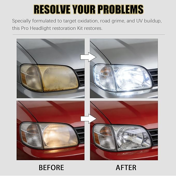 FJHAYRW Headlight Restoration Kit,Instant Oxidation, Yellowing & Cloudy Removal Car Headlamp Cleaner,Includes Headlight Coating and Cleaning Solution - 4 Count (1 Pack)