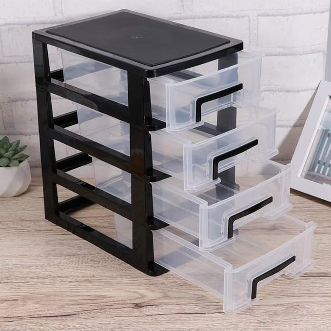 Desktop Storage 4 Drawer Mini Desktop Drawers Plastic Drawer Organizer Storage Container Drawers Cosmetic Makeup Organizer