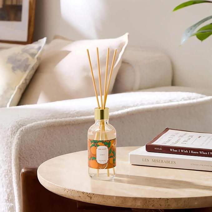 Airkeep Reed Diffuser Oil Set with Reed Sticks,Citrus Aromatherapy Oil Scent Diffuser for Home Office Bathroom Decoration Perfume and Gifts 3.38oz/100ml