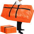 Windyun 4 Pack 57 Gallon Extra Large Moving Bags XXL Heavy Duty Storage Bag with Strong Zipper Handle Jumbo Big Tote Box Foldable for College Dorm Travel Clothes Duffle Blanket Pillow(Orange)