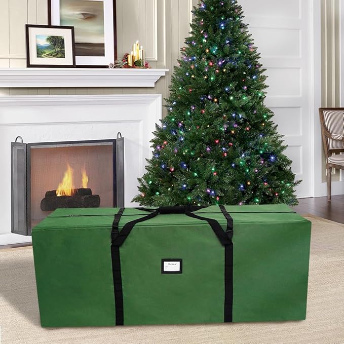 AerWo Christmas Tree Storage Bag 7.5, Extra Large Christmas Tree Storage Box Containers Fits Up to 7.5 Ft Artificial Trees Heavy Duty 600D Oxford Xmas Holiday Tree Bag with Handles & Dual Zipper