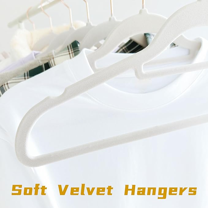 Gray Velvet Hangers 50 Pack - Rose Gold Hook, Space Saving Non-Slip Clothes Hangers, 16.5 Inch with Tie Bar for Coats,Sweater,Jackets,Dresses, Shirts, Suits & T-Shirts
