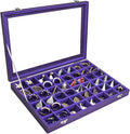 Jewelry Tray Organizer Box 48 Grid Jewelry Display Organizer Box with Transparent Lid Rings Earrings Necklaces Pendants Display Box Suitable for Women and Girls (48 Grid, Purple)
