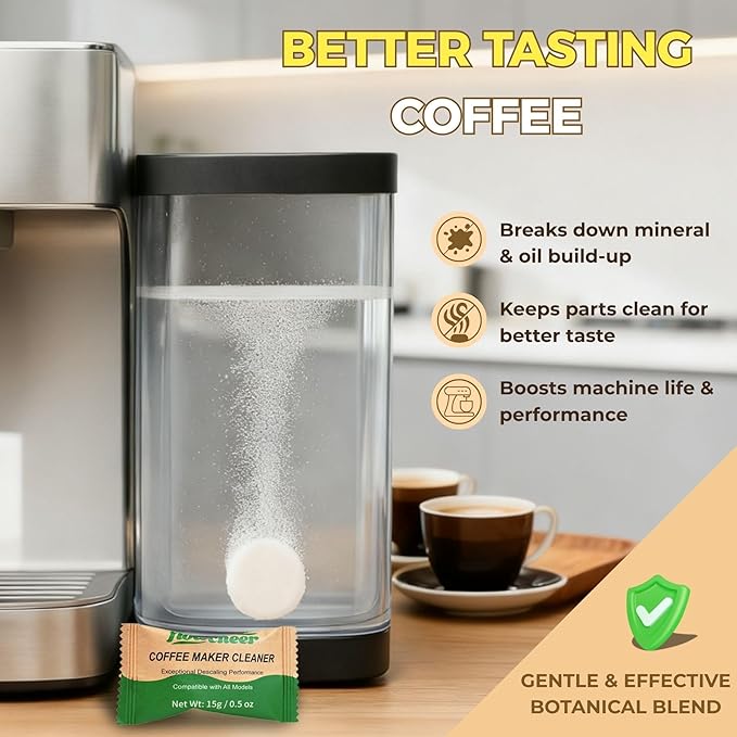 flowcheer Coffee Maker Cleaner & Descaler Tablets 24-Pack - Coffee Machine Tablets Compatible with Keurig,Nespresso,Jura, Breville, Ninja, Deep Cleaning Coffee Pot and All Espresso Machines