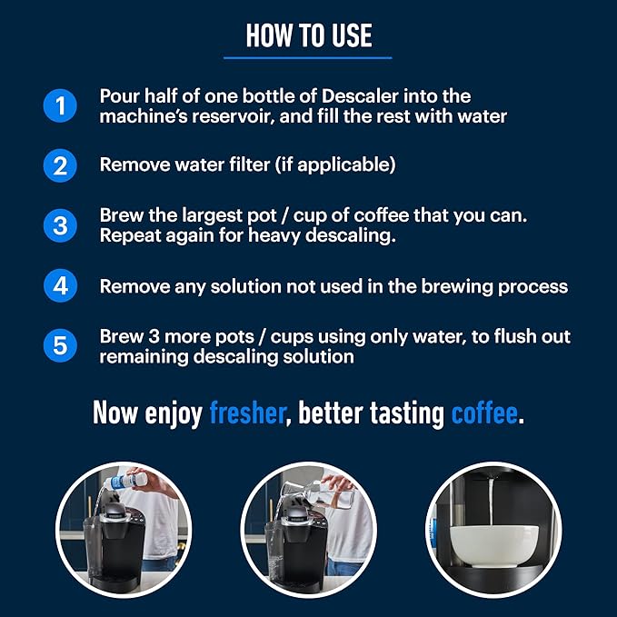 Descaling Solution (12 Uses) Coffee Machine Descaler Cleaner | Compatible with Breville Keurig Nespresso Delonghi & More | Liquid To Descale Automatic Coffee Makers & Espresso Machines