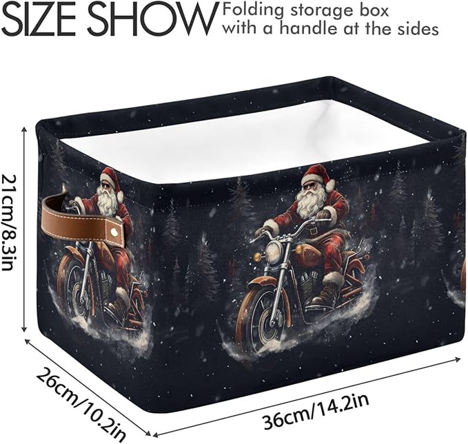 ALAZA Black Santa Claus Tree Christmas Foldable Storage Box Storage Basket Organizer Bins with Handles for Shelf Closet Living Room Bedroom Home Office 1 Pack