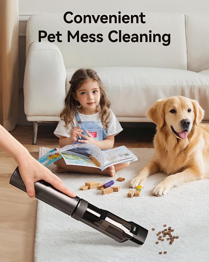 REDTIGER Car Vacuum Cordless, 21000PA Portable Handheld Vacuum Up to 70 Mins Runtime, 3.5H USB-C Fast Charge, Lightweight 4 in1 Mini Hand Held Cleaner Power for Car Home Outdoor Camp Pet Food Black