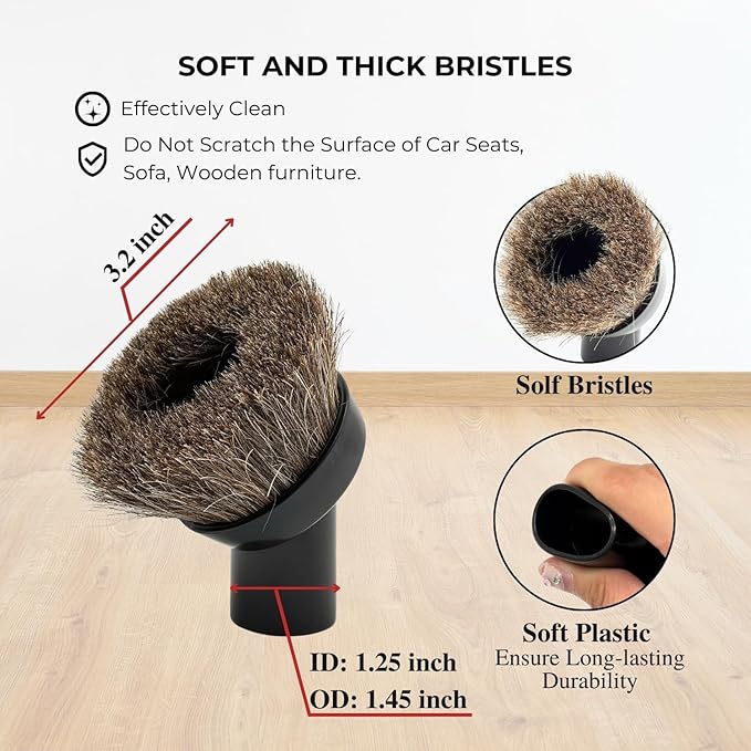 GHAMADE Vacuum Attachments & Brushes for Dyson V7 V8 V10 V11 V15 Gen5: Flexibible Crevice Tool, Horsehair Vacuum Attachment, Traceless Dust Brush (Home, Car Detailing & Corner Cleaning Set)