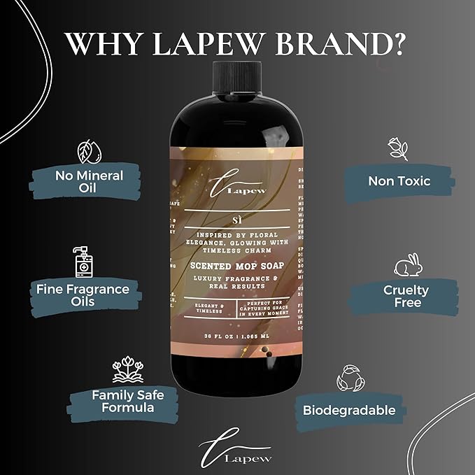 Lapew Sì Scented Mop Soap Concentrate 36 oz | Premium Fragranced Floor Cleaner | Streak-Free | Hard Floor Cleaning Solution | Eco Friendly | Sì Armani Fragrance