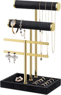 Josmimic Bracelet Holder Jewelry Organizer Display - 3 Tier T Bar Velvet Stand, Black Jewelry Storage for Bracelet, Necklaces, Earrings, Rings, Watches