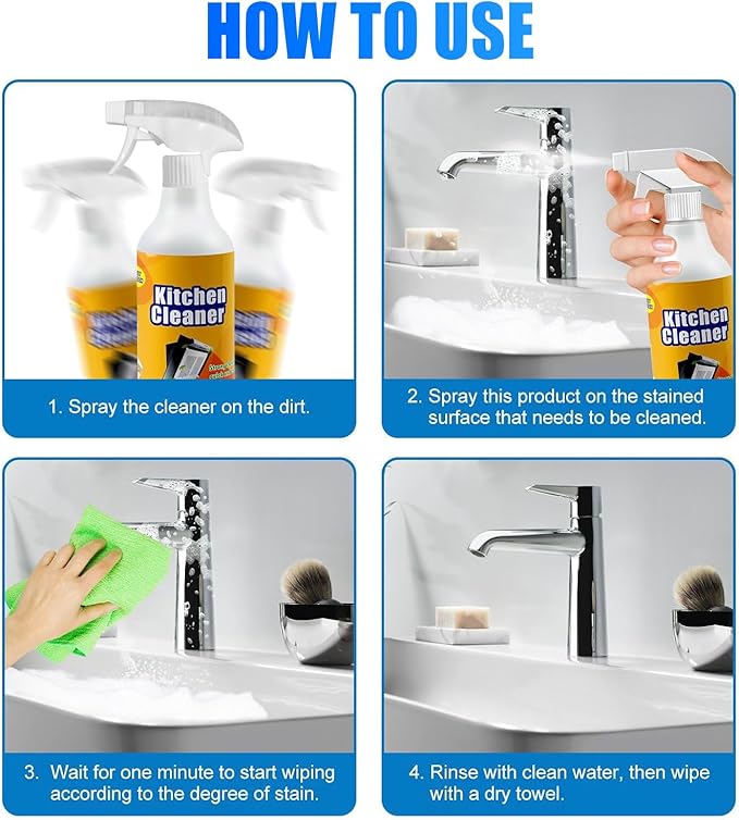 YAGUAN FIELL Heavy-Duty Kitchen Degreaser Foam Cleaner, Clean Kitchen Oil Stains Spray, Multi functiona Foam Cleaner Spray