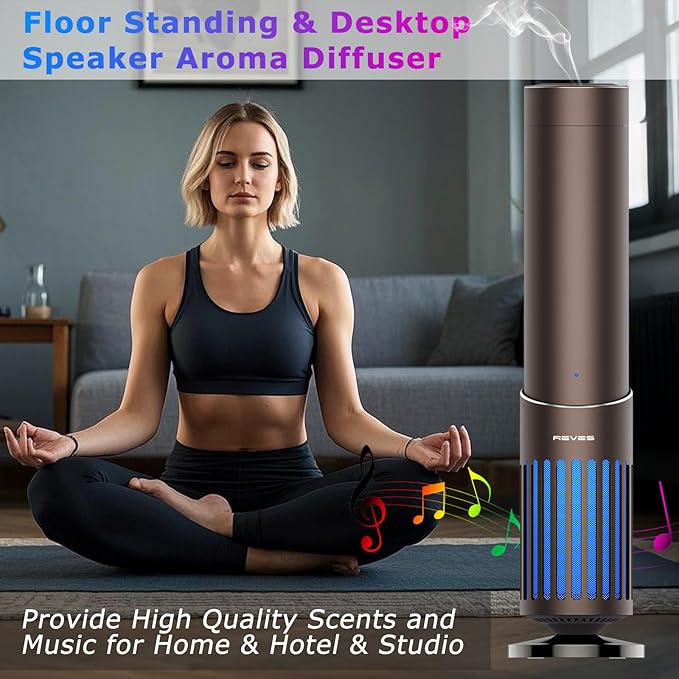 2025 Upgrade Hotel Scent Diffuser with Bluetooth Audio Speaker -Play Music & Diffuse Scent - Scent Air Machine for Home - Aromatherapy Waterless Essential Oil Diffuser for Whole House,Office - Brown