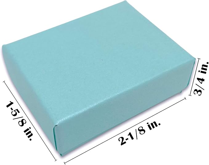 TheDisplayGuys - 100-Pack #11 Cotton Filled Cardboard Paper Jewelry Boxes Gift Case - Pearl Teal (2.1" x 1.8" x 0.8") - for Shipping or Storage