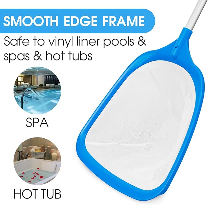 Hot Tub Skimmer Spa Net with 12'' Aluminum Pole Ultra Fine Mesh Net Handy Leaf Skimmer for Small Above Ground Pools Pick Up Fine Debris Lightweight Net