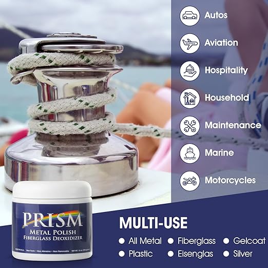 Prism Polish Metal Polish - 16 Ounce: Achieve a Safe, Lasting Shine, and Rust Removal for Metal in Minutes. The Ultimate Polish for Your Boat, Car, Motorcycle, Home, Business, and Industry.