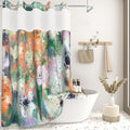 Abstract Colorful Shower Curtain with Liner, Watercolor Modern Aesthetic Bathroom Curtains, Hotel Style Double Layers No Hook Shower Curtain, Washable Waterproof Fabric, Green Yellow 71x74 inch