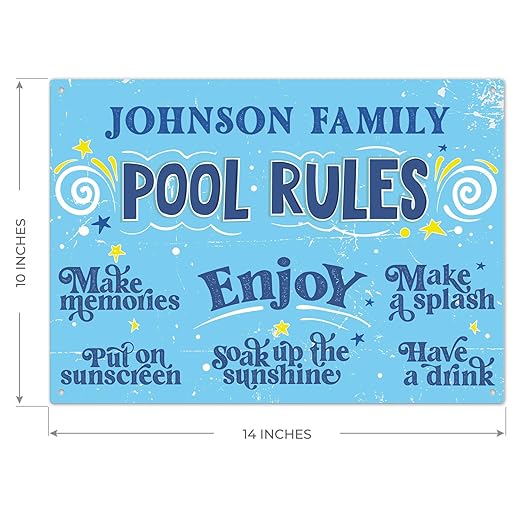Custom Pool Sign, Fun Pool Rules For Pool Decor Sign, 10x14 Inches, Rust Free .040 Aluminum, Fade Resistant, Made in USA by Sigo Signs