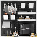 RIVTUN Wall-Mounted Pegboard Kit, 25.2" x 25.2" Organizer Panel – Large, Cost-Effective & Nail-Free Installation Black