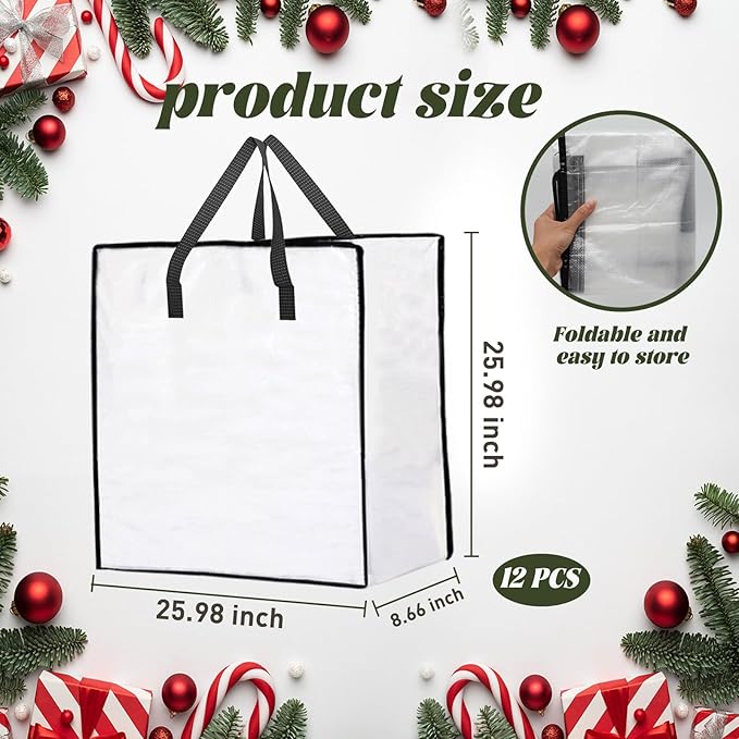 12 Pack 95L Wreath Storage Bags, 26 Inch Wreath Storage Container for 24 to 30 Inch Artificial Garland, Holiday Decoration Organizer for College Carrying Bedding Toys Organizer
