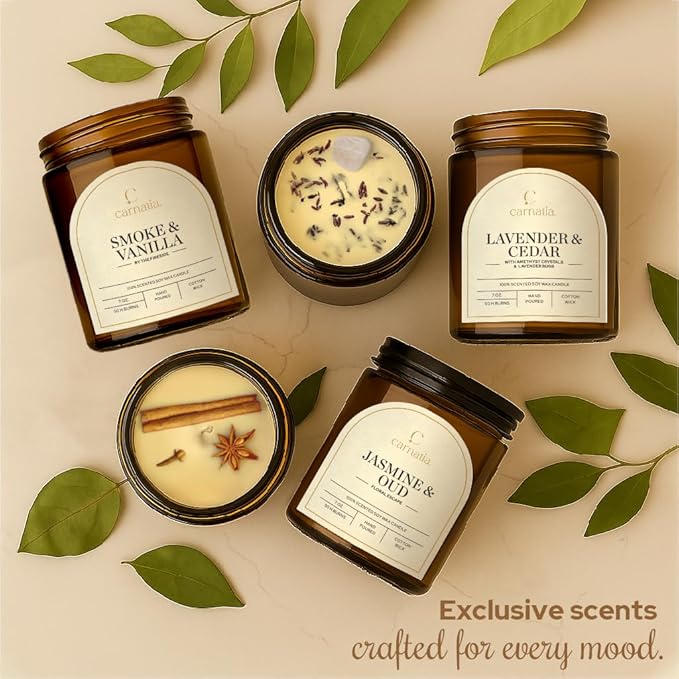 Carnatia Pumpkin & Spice Scented Candle – 7 oz | 100% Soy Wax with Cotton Wick | 50 Hour Burn | Aromatherapy Candle for Home, Cozy Fall Ambience & Relaxation | Gift for Women & Men