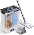 ADICOM Mop and Bucket Set | Auto-Spray Cleaning | Dirty Water Separation Keep Water Fresh | Flat Mop & Bucket with Scraper | 3X Washable Pads | Mops for Floor Cleaning All Floors Tile Wall Window