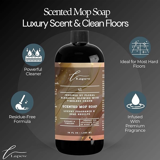 Lapew Sì Scented Mop Soap Concentrate 36 oz | Premium Fragranced Floor Cleaner | Streak-Free | Hard Floor Cleaning Solution | Eco Friendly | Sì Armani Fragrance