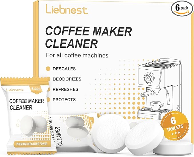 Liebnest 6 Count Coffee Maker Cleaner & Descaler Tablets, Effective Cleaning Coffee Pot Cleaner Tablets, Compatible with Nespresso, Breville, Keurig, Ninja, Delonghi, Miele