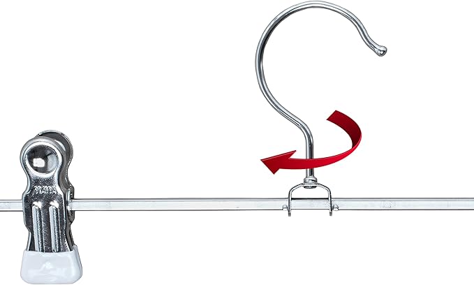 Mawa by Reston Lloyd Non-Slip Space-Saving Clothes Hanger For Pants & Skirts with Two Clips, Style K/40D, Set of 10, 15 3/4"L, White