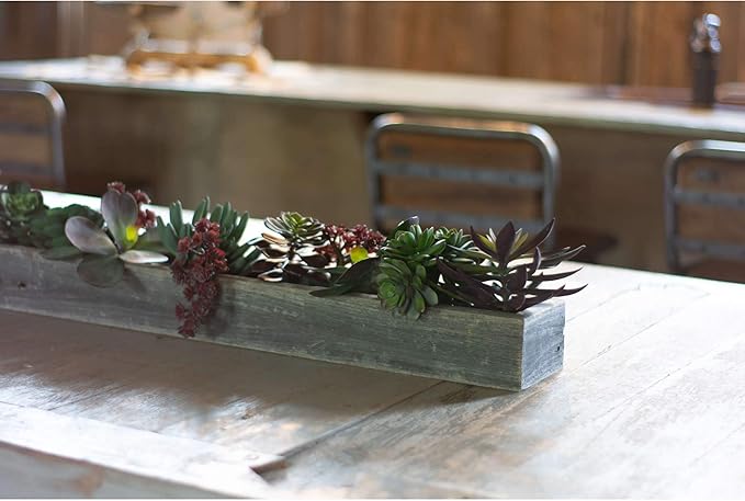 BARNWOODUSA Rustic Centerpiece Barnwood Box Dining Room Table Decorations for Home Décor Coffe Table Décor Planter Box Fireplace Mantel Farmhouse Ornament 35.5" L