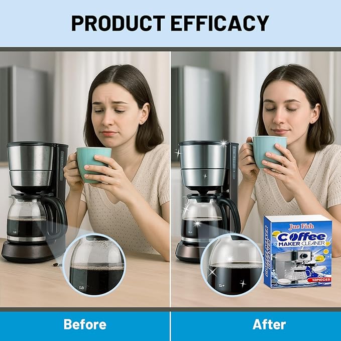 Apsumor Coffee Machine Cleaner Descaler Tablets - 12 Count, Descaling & Deodorizing for All Coffee Makers, Deep Cleans, Non-Toxic
