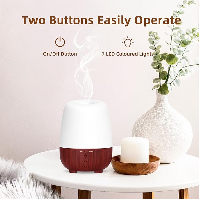 150ML Cordless Essential Oil Diffuser, Rechargeable Battery-Operated Quiet Aromatherapy Diffuser with 7-Hour Runtime,2 Timer Settings & 7-Color LED Light for Bathroom,Bedroom,Living,Room