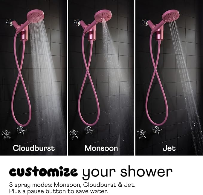 Sproos! - Handheld Showerhead with Filter Set, High Performance Filtration System for Healthier Hair and Skin, Extra Long 70 Inch Hose, 3 Customized Spray Functions, Yellow