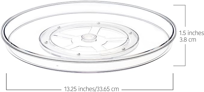 primebox 13.25" Lazy Susan Organizer. 360 Degree Rotating Turntable for Cabinets, Fridge, Pantry, Bathroom, Under Sink Organizing, Countertops, Vanity, Organizer for Spices Clear 4 Pack