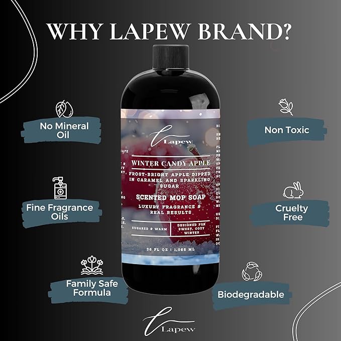 Lapew Winter Candy Apple Scented Mop Soap Concentrate 36 oz | Premium Fragranced Floor Cleaner | Streak-Free | Hard Floor Cleaning Solution | Eco Friendly | Made in USA