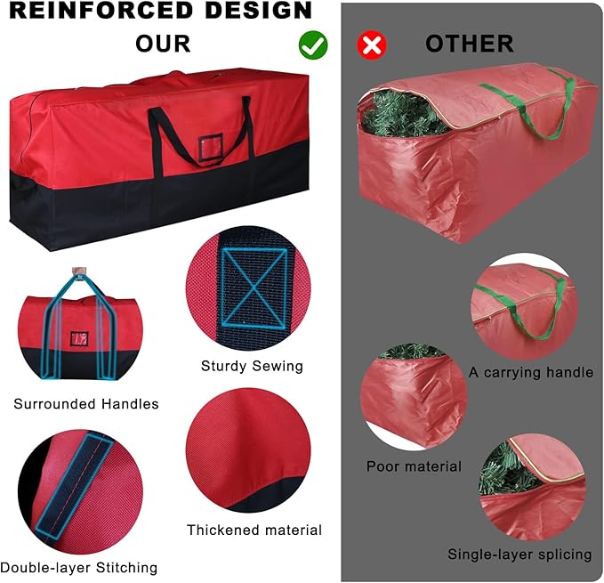 Christmas Tree Storage Bag, Fits Up to 9 Ft Artificial Trees, Large Heavy-Duty Waterproof Storage Bags with Reinforced Handles, Dual Zippers & Card Slot, 600D Oxford Extra Large Moving Bags