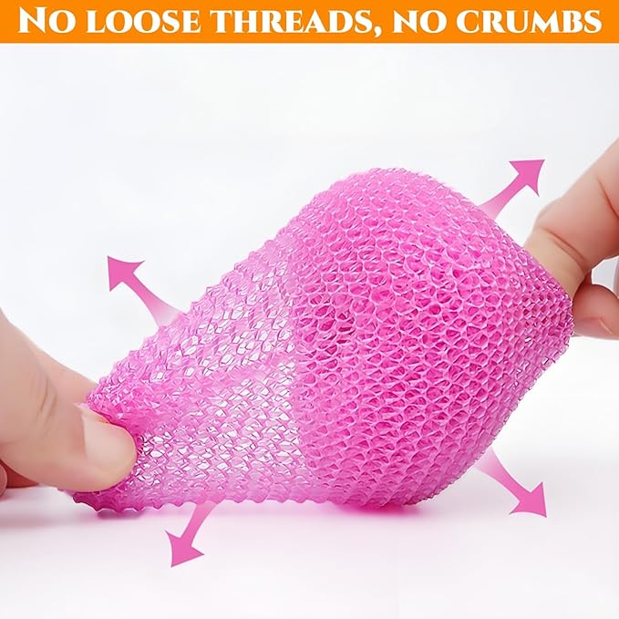 Acshio 60 Pack Plastic Dish Scrubbers, Round Mesh Scouring Non Scratch Pads, Assorted Color Reusable Nylon Dish Pot Washing Poly for Kitchen Household Cleaning, 6 Colors