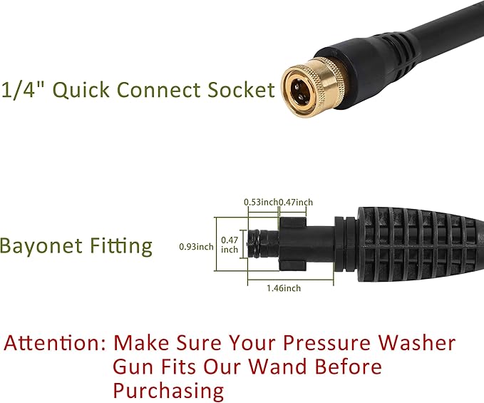 PWACCS Pressure Washer Gun Adapter Kit – Power Washer Gun Fittings with 1/4" Quick Connect Socket – 5 Spray Nozzles Include – Compatible with Ryobi, Powerclean, Portland and Husky