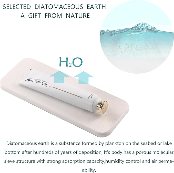NiuYichee 2 Pcs Water Absorbing Stone Trays, Kitchen/Bathroom Sink Soap Dish, Diatomite Tray Used for Hand Soap & Cosmetic Bottles in The Modern Home, 3.54" W x 9" L, White