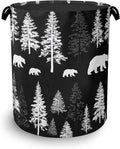 Bear Forest Laundry Basket,Winter Foldable with Handles Tote Bag Oxford Cloth for Bathroom Bedroom Dirty Clothes Storage Bucket 16" x 20.8"