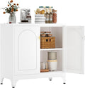 Metal Storage Cabinet with 2 Doors, 33" H White Sideboard Cabinet, Small Kitchen Pantry with Adjustable Shelf, Coffee Bar Cabinets, Storage Cabinets for Kitchen, Bedroom, Living Room, Office