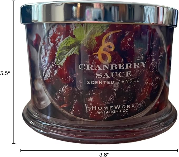HomeWorx by SLATKIN + CO. Candle- Cranberry Sauce, 18 oz. Premium Scented Candle - 30-55 Hours Burn Time